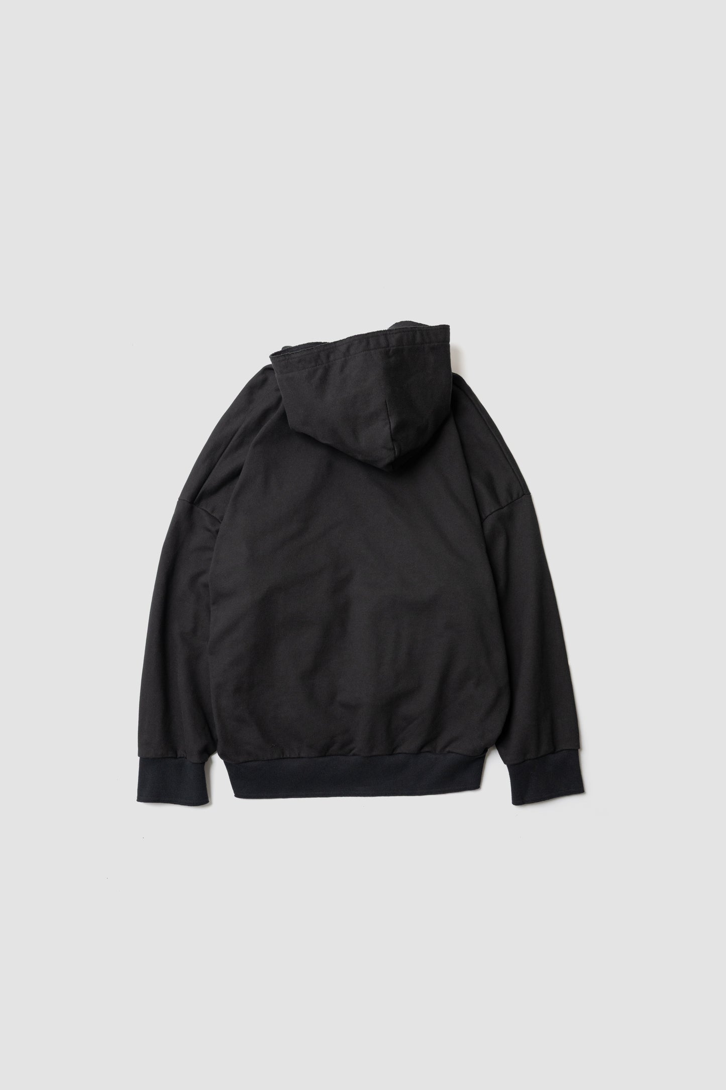 CUT OFF ZIP HOODIE - WASHED BLACK