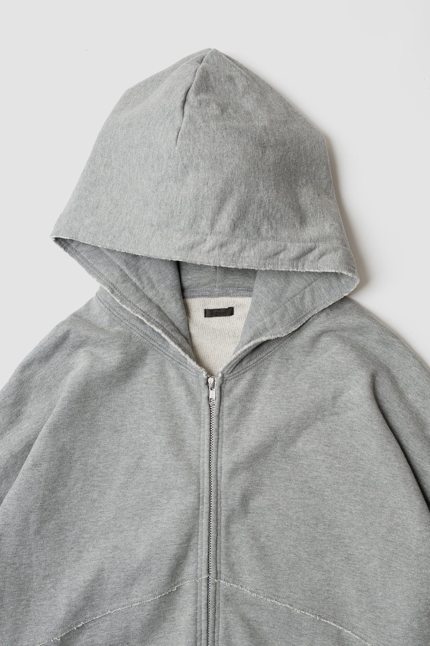 CUT OFF ZIP HOODIE - HEATHER GRAY