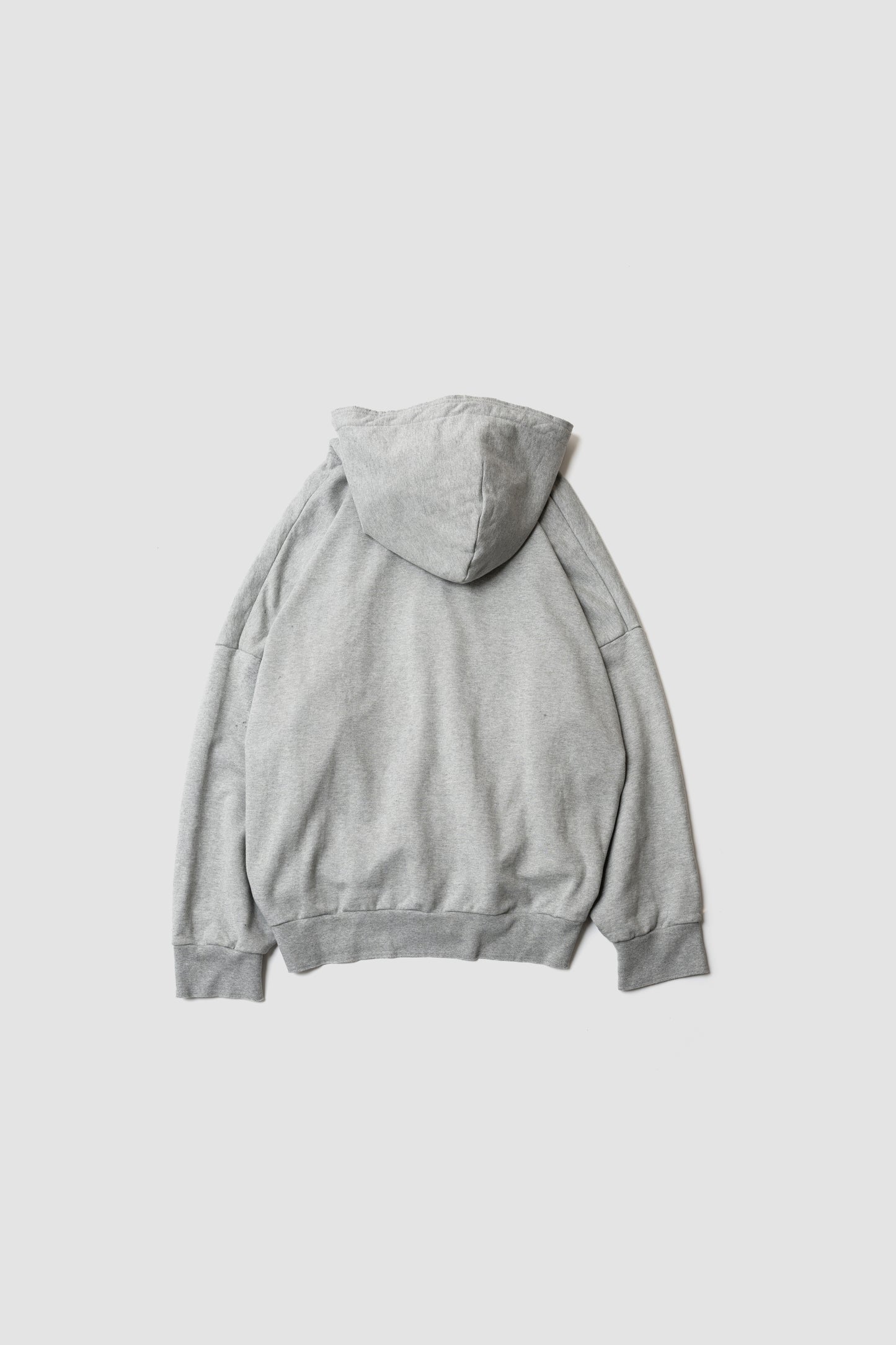 CUT OFF ZIP HOODIE - HEATHER GRAY