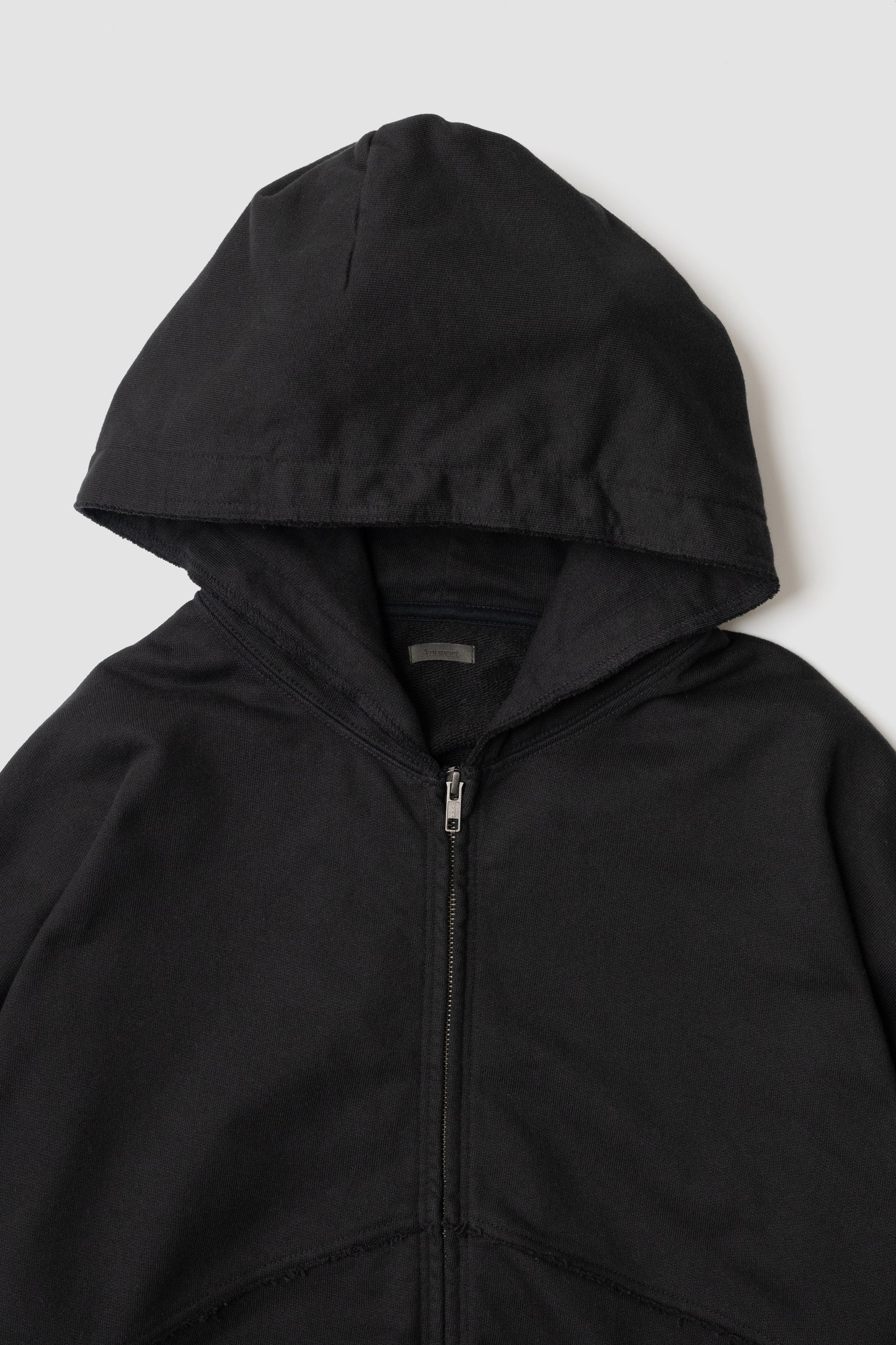 CUT OFF ZIP HOODIE - WASHED BLACK