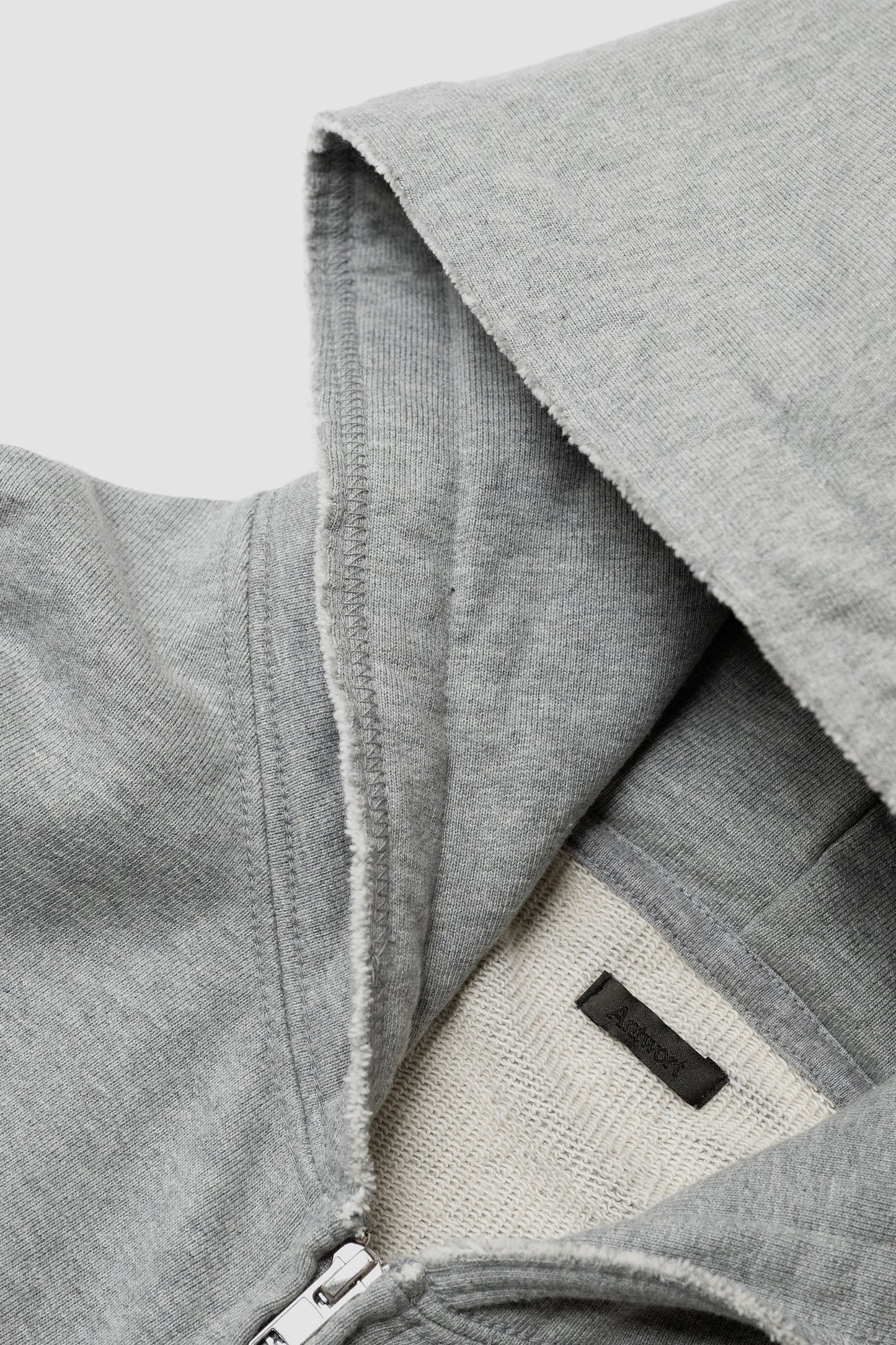 CUT OFF ZIP HOODIE - HEATHER GRAY
