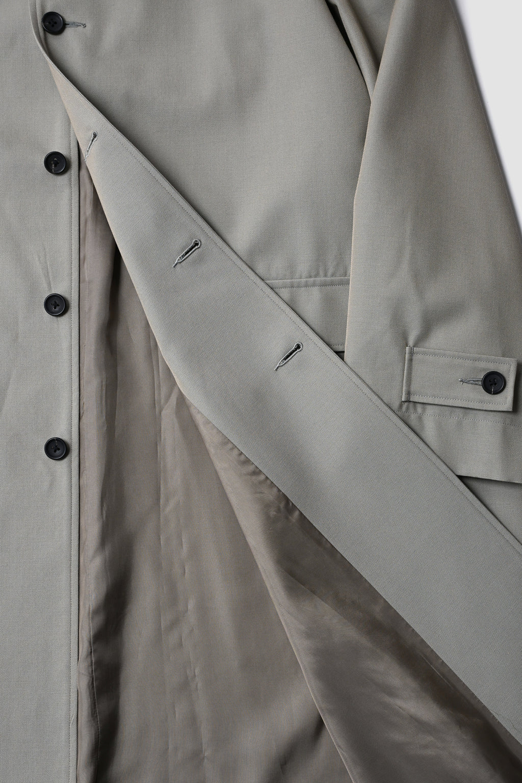 WOOL CHAMBRAY OVERCOAT - OLIVE