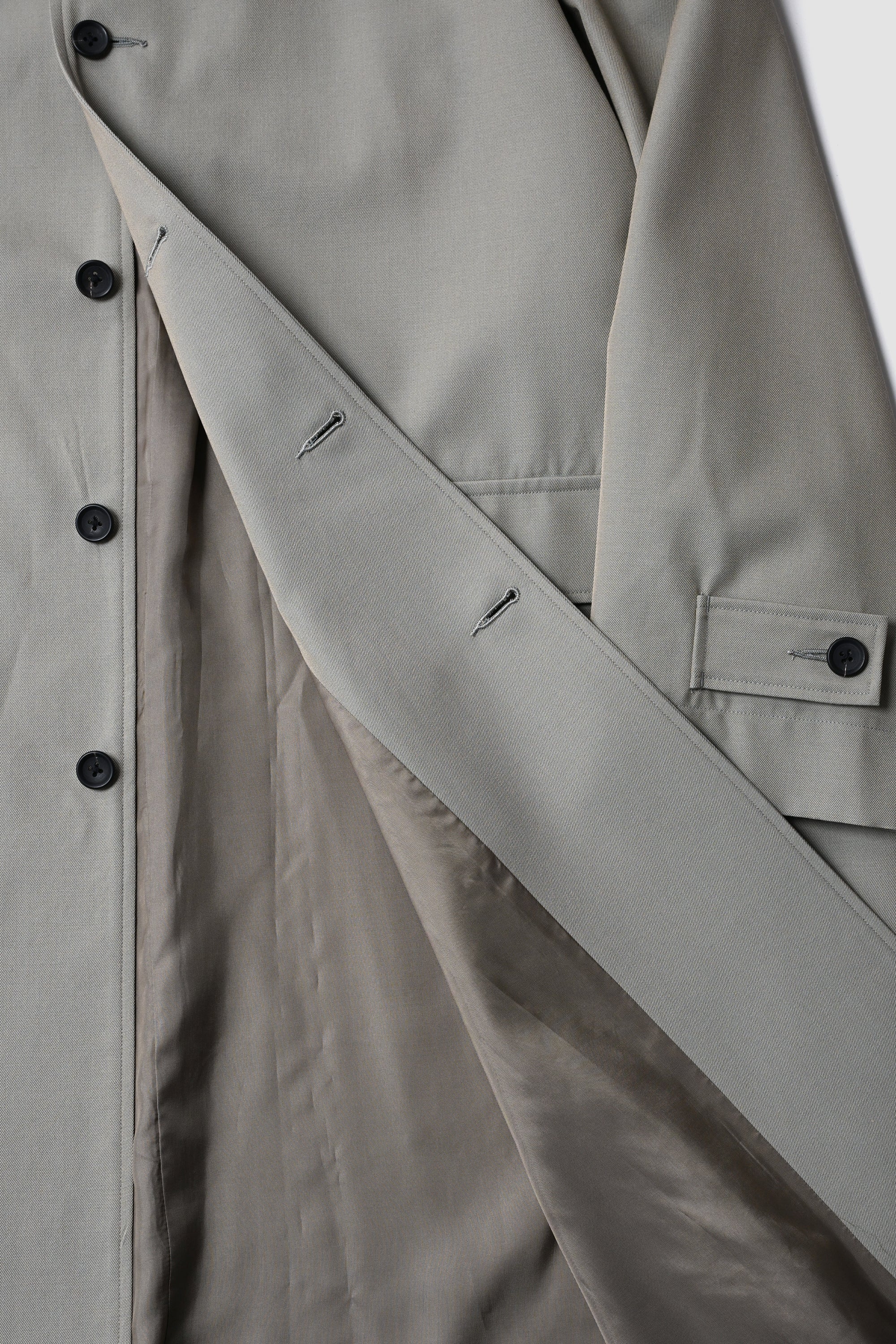 WOOL CHAMBRAY OVERCOAT - OLIVE