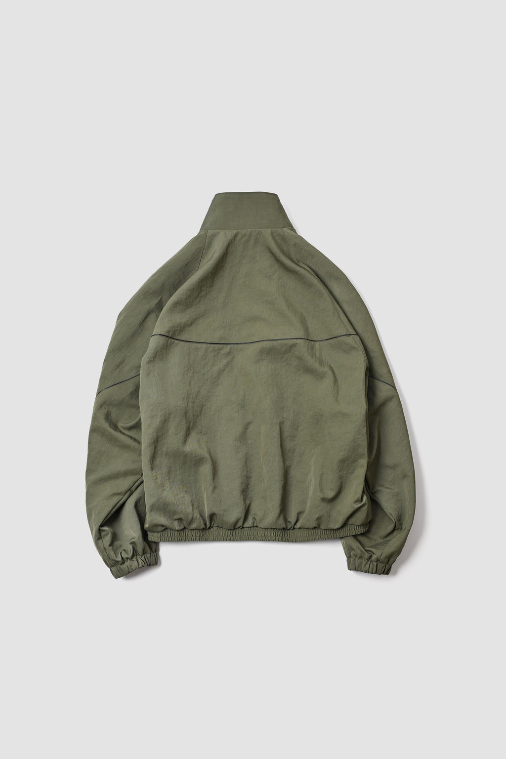 LEATHER PIPED BOMBER JACKET - GREEN