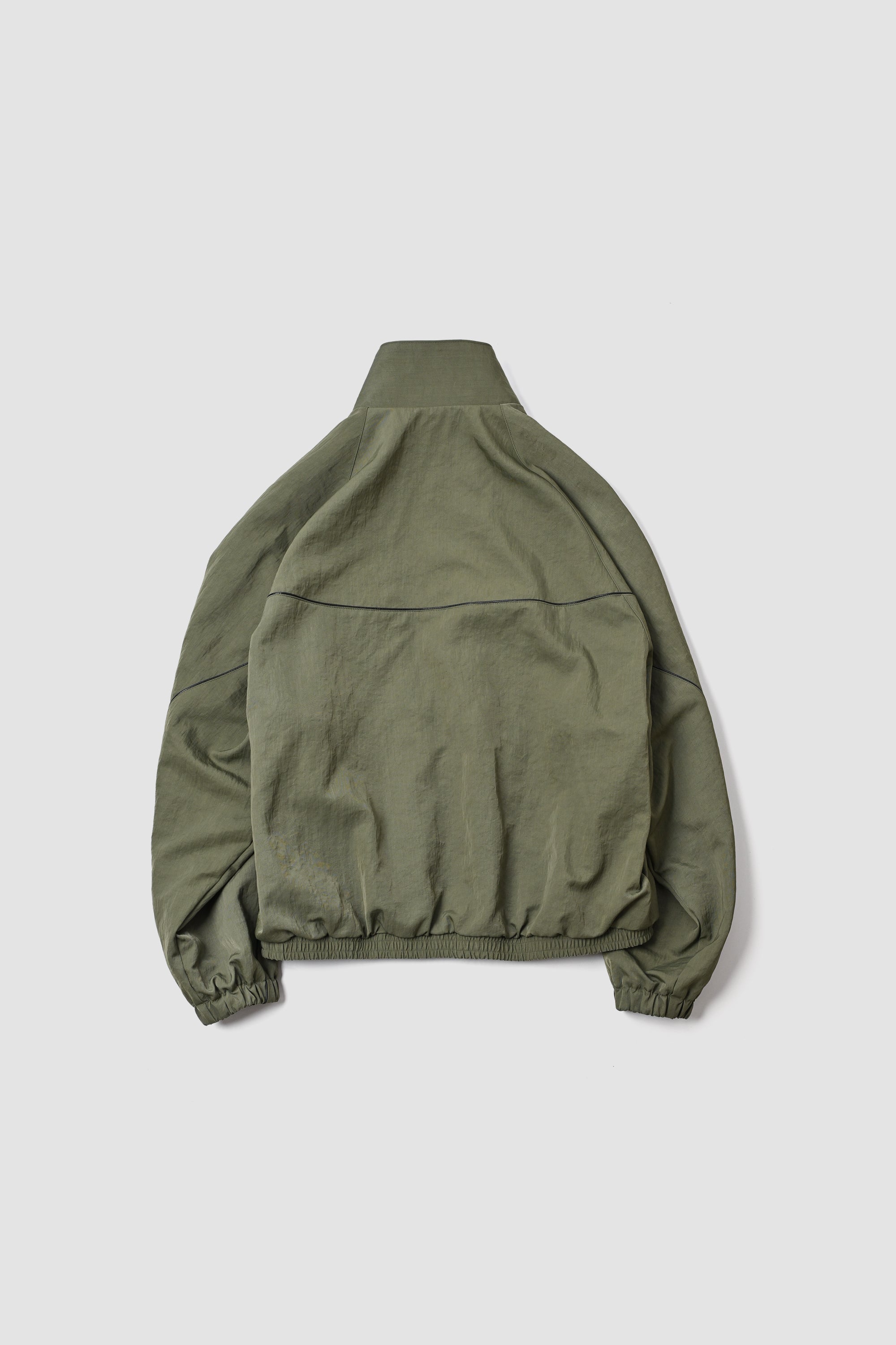 LEATHER PIPED BOMBER JACKET - GREEN