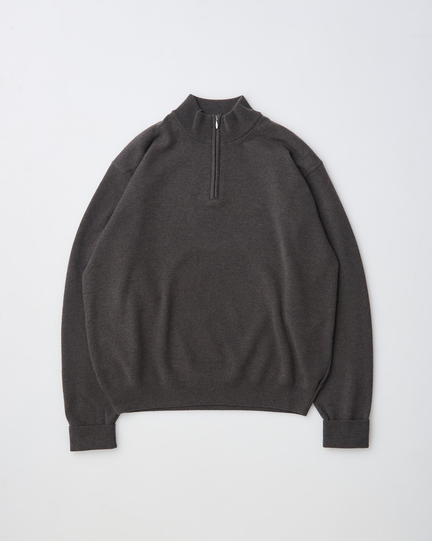 EXTRA FINE WOOL HALF ZIP KNIT - SHADOW