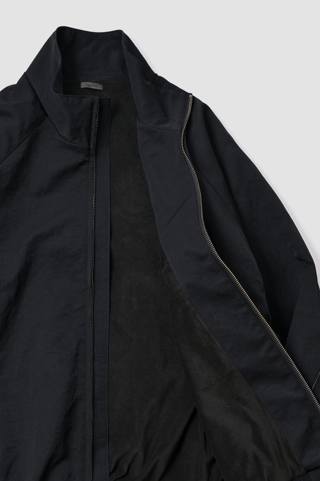 LEATHER PIPED BOMBER JACKET - BLACK