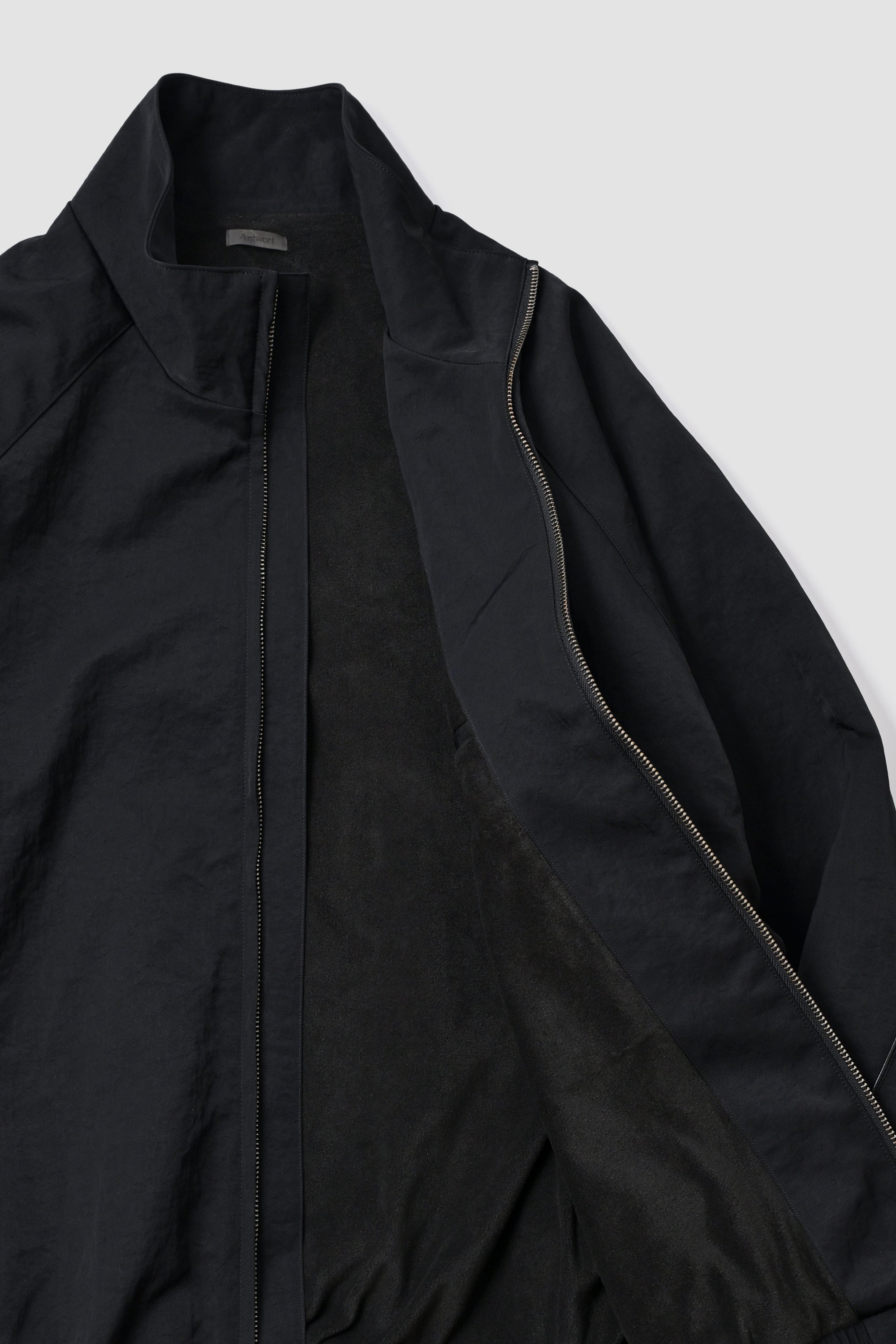 LEATHER PIPED BOMBER JACKET - BLACK