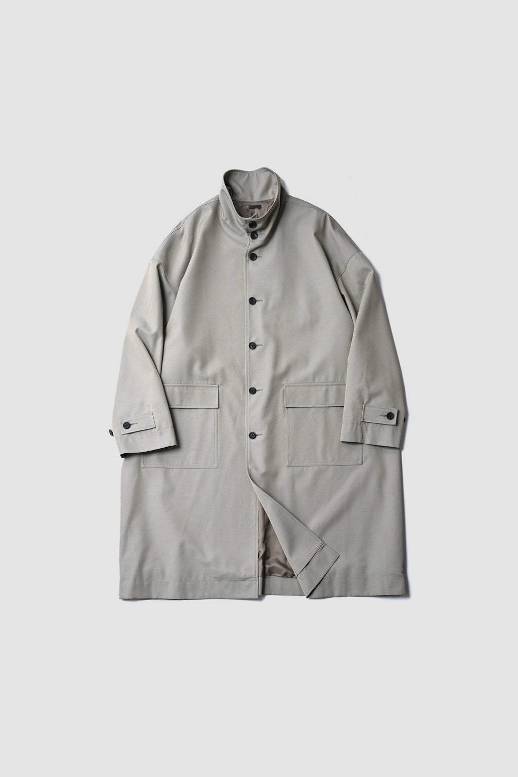 WOOL CHAMBRAY OVERCOAT - OLIVE
