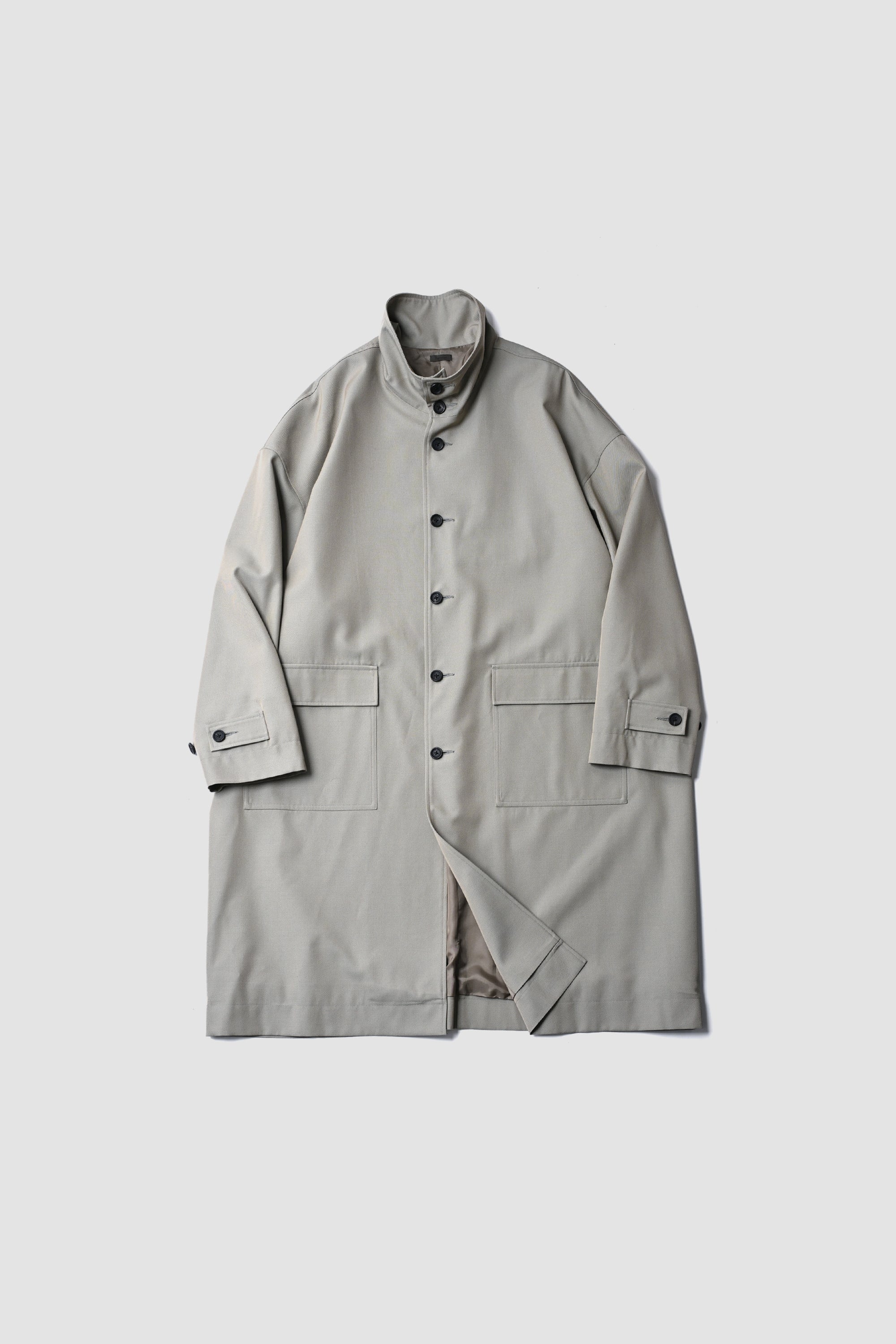 WOOL CHAMBRAY OVERCOAT - OLIVE
