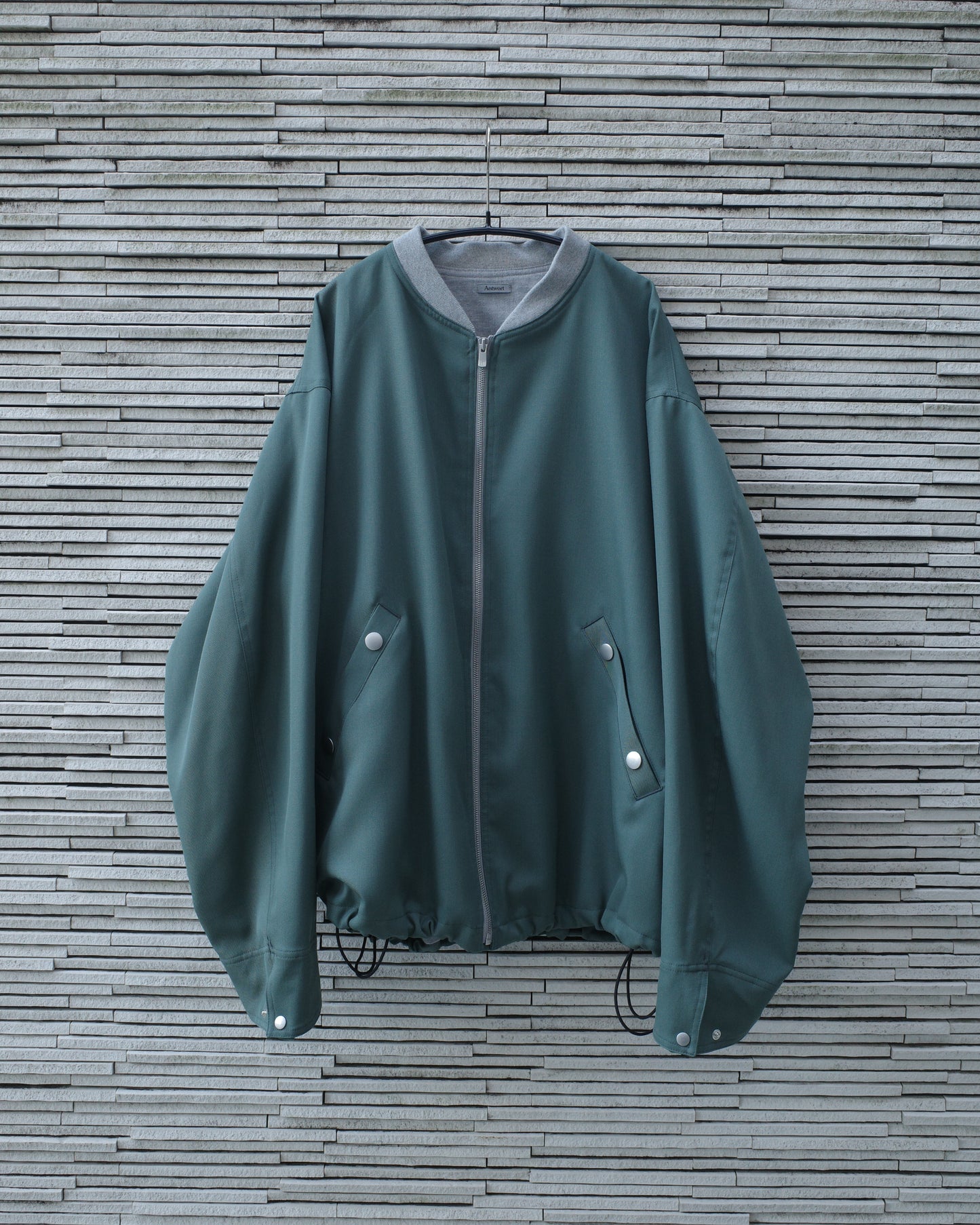 WOOL GABARDINE FLIGHT JACKET - SMOKY GREEN