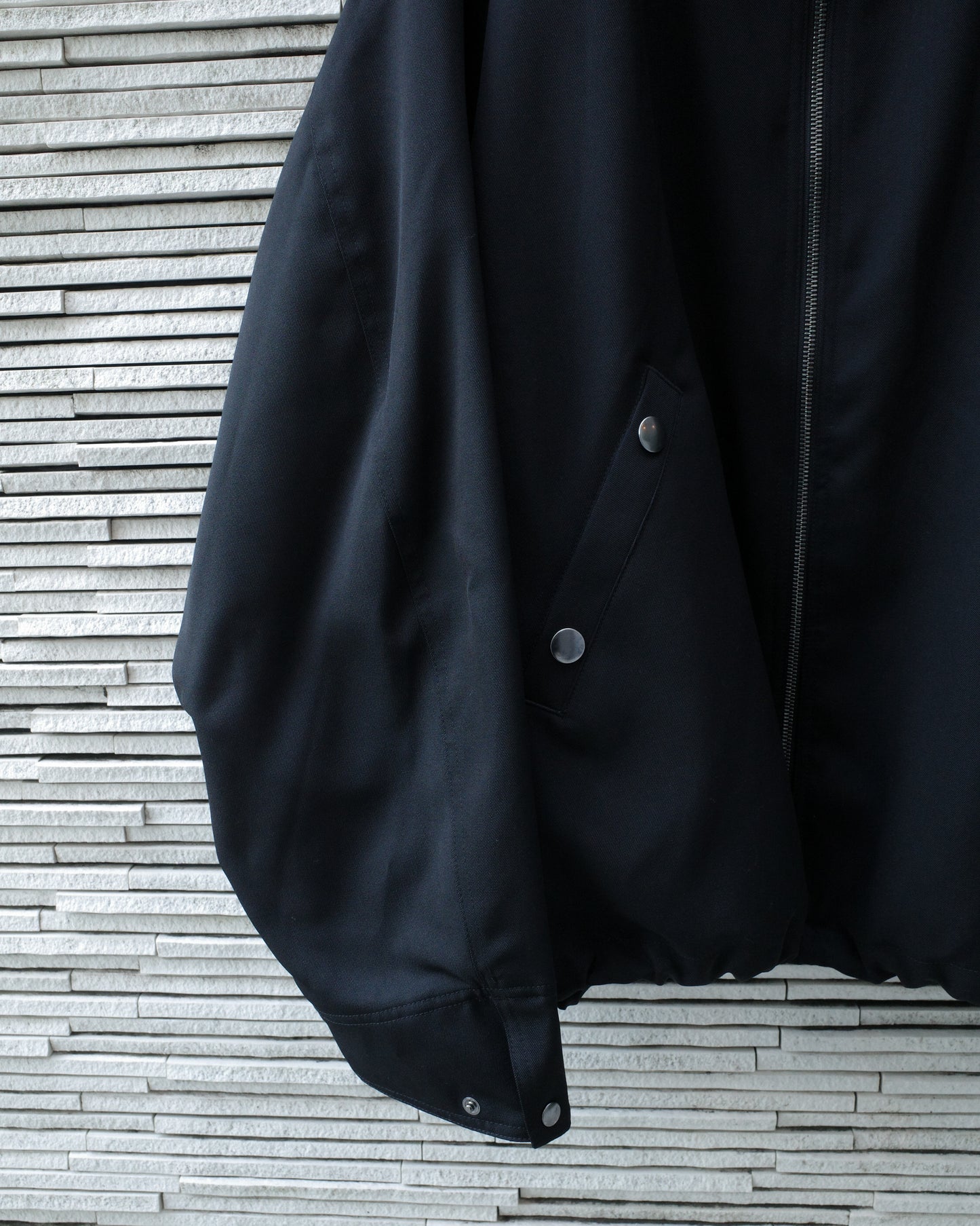 WOOL GABARDINE FLIGHT JACKET - BLACK