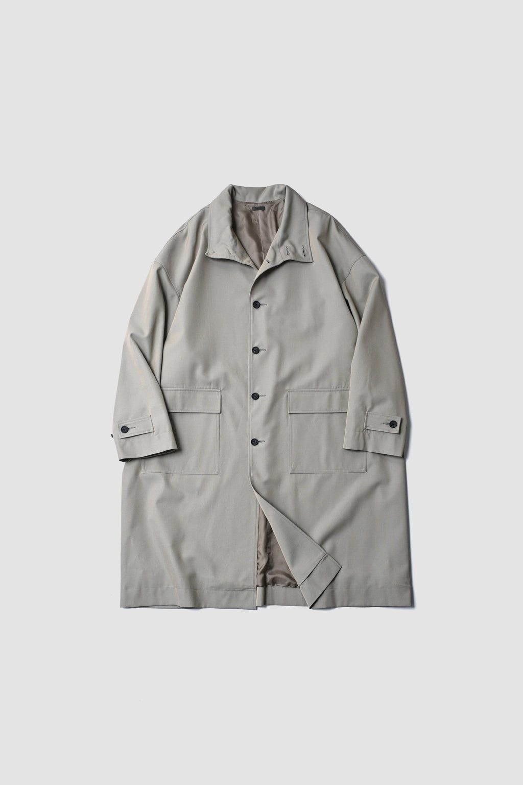 WOOL CHAMBRAY OVERCOAT - OLIVE