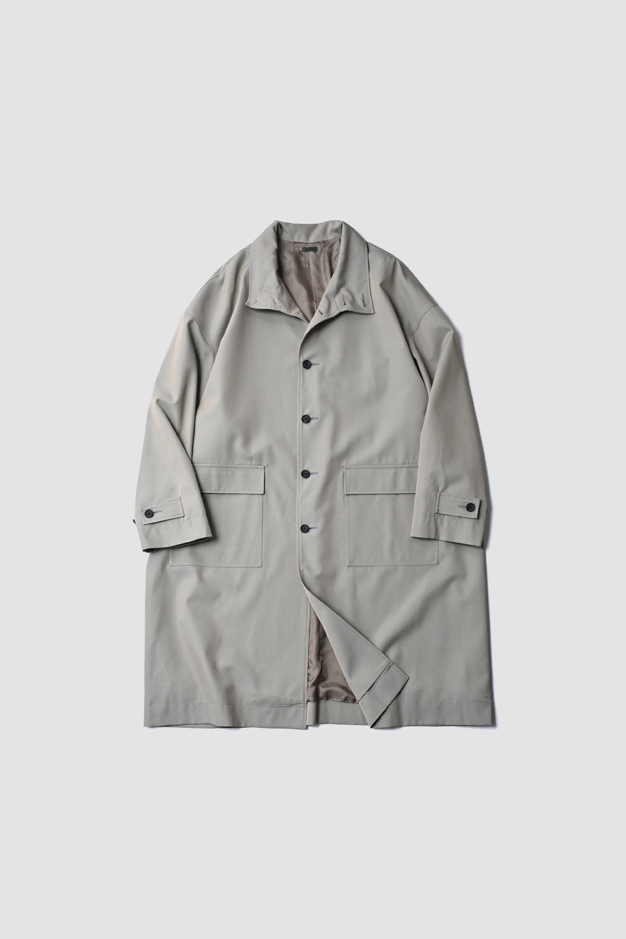 WOOL CHAMBRAY OVERCOAT - OLIVE