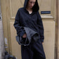 CUT OFF ZIP HOODIE - WASHED BLACK