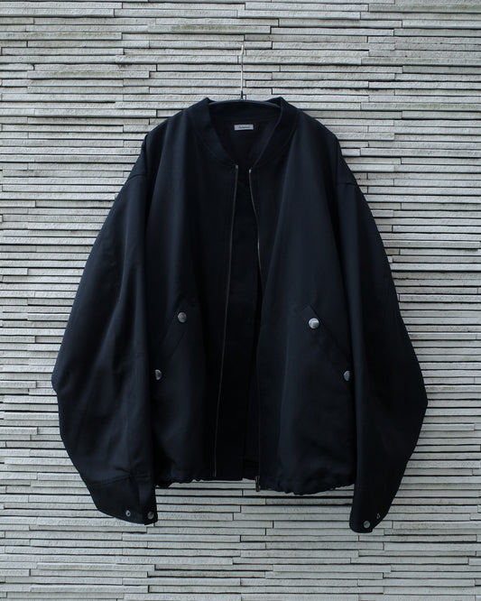 WOOL GABARDINE FLIGHT JACKET - BLACK