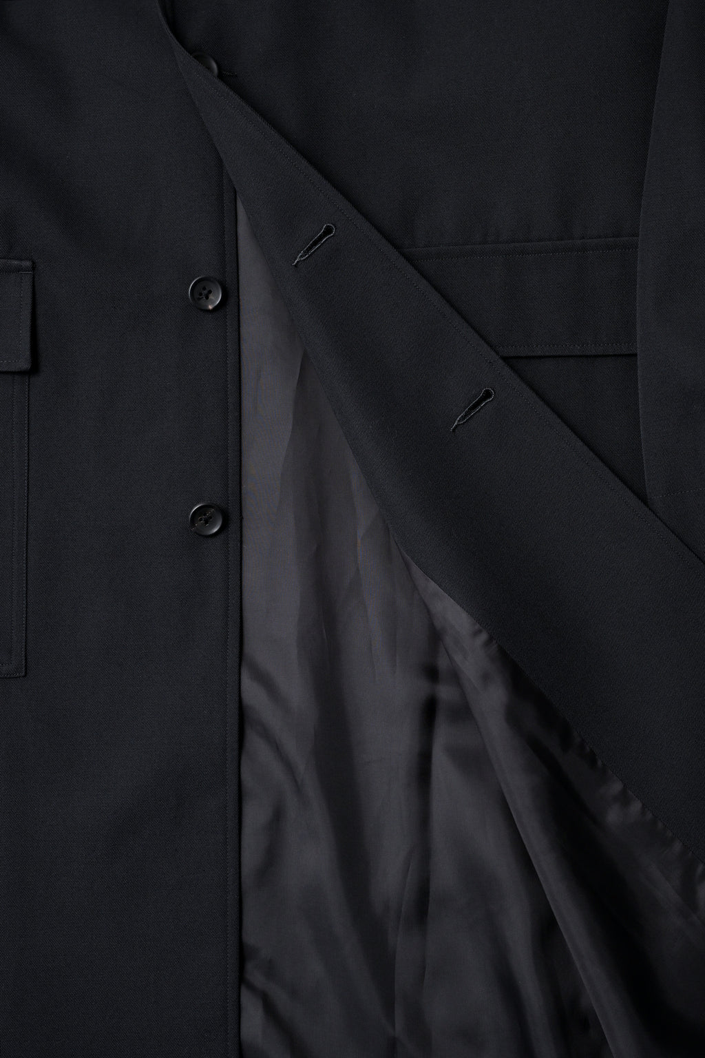 WOOL CHAMBRAY OVERCOAT - BLACK