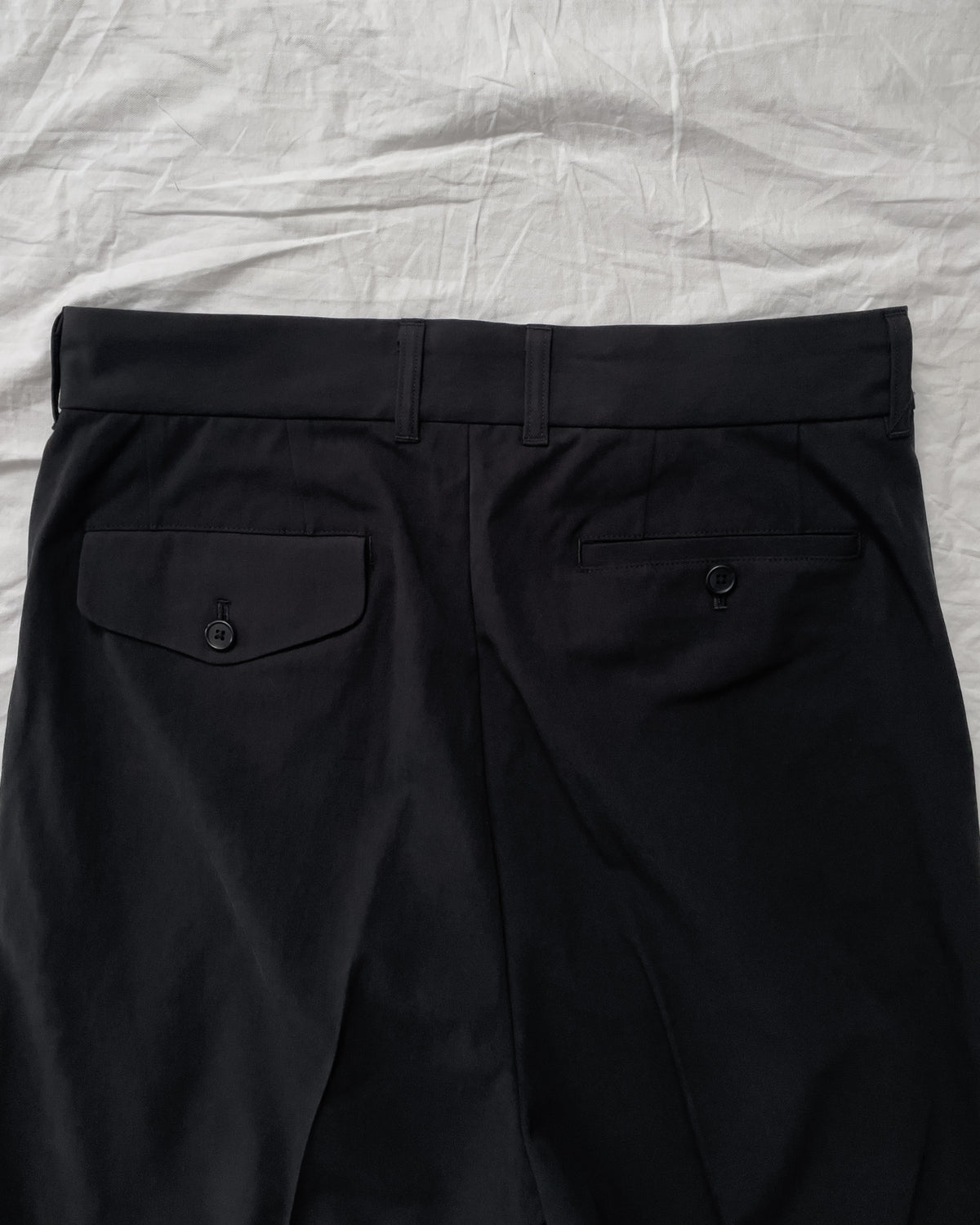 COTTON GABARDINE WIDE PANTS-BLACK