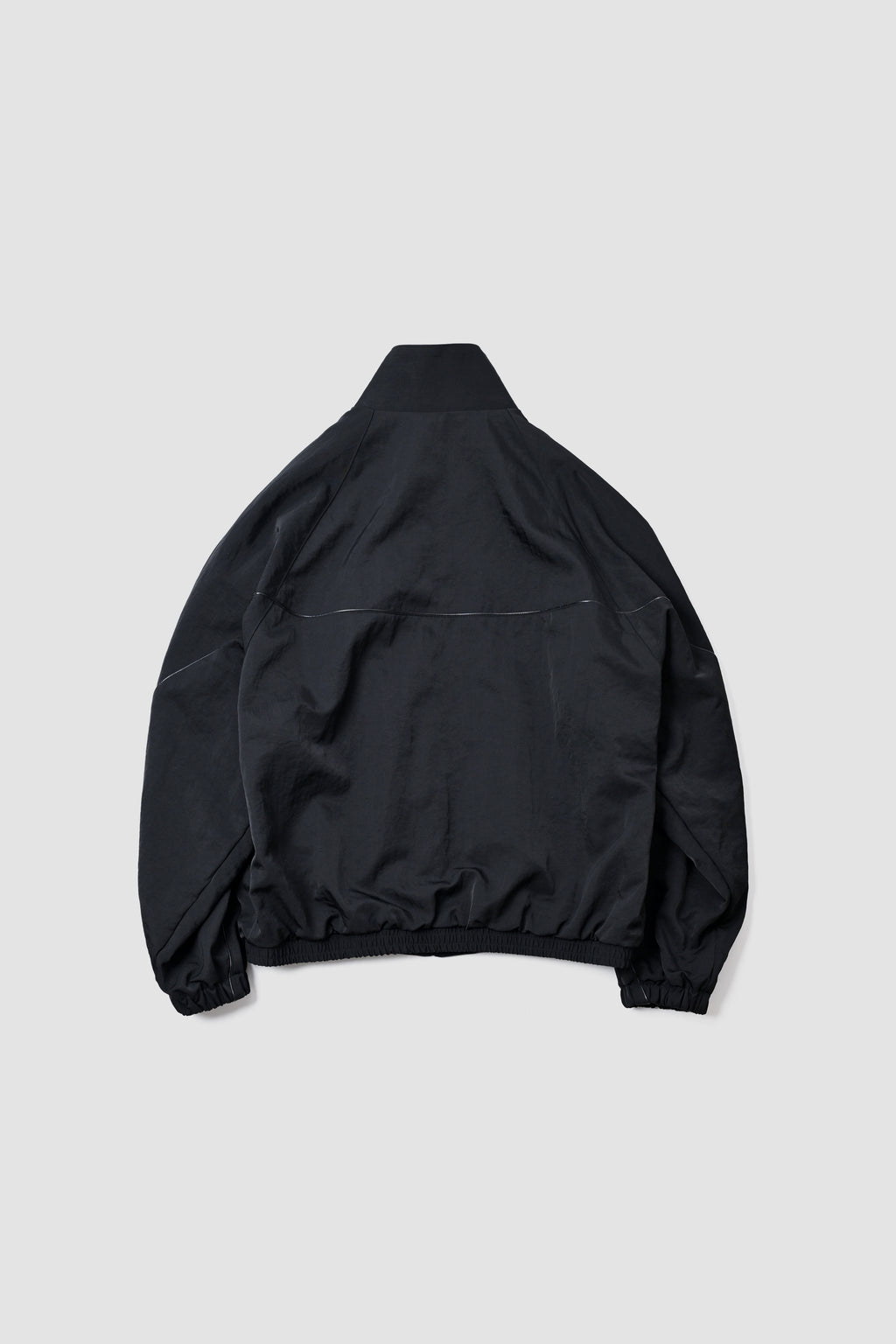 LEATHER PIPED BOMBER JACKET - BLACK
