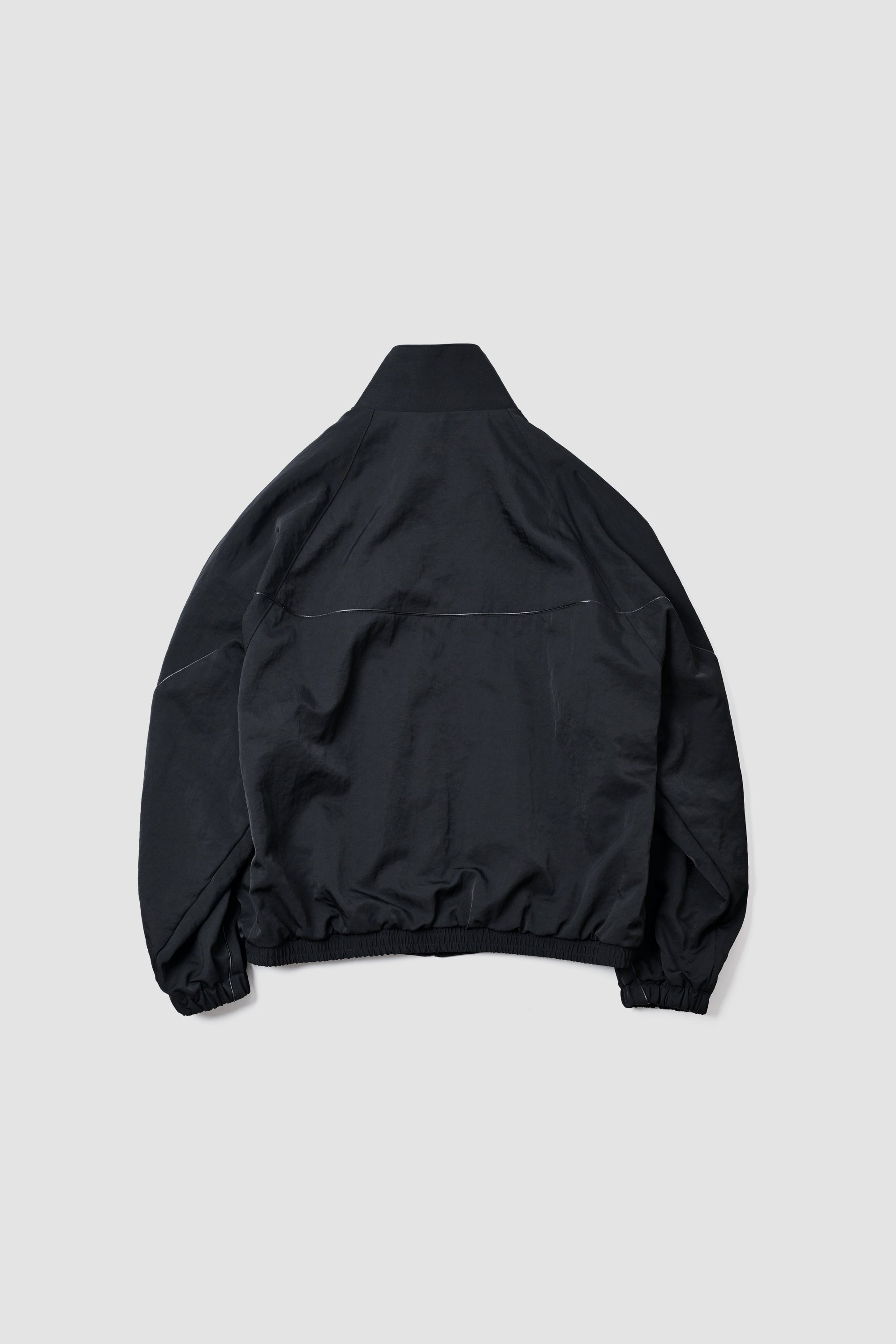 LEATHER PIPED BOMBER JACKET - BLACK