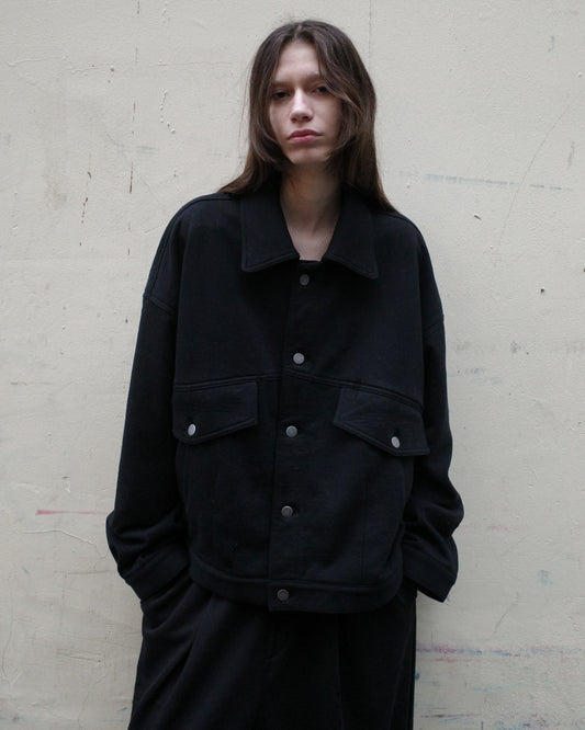 SWEAT TRUCKER JACKET - BLACK