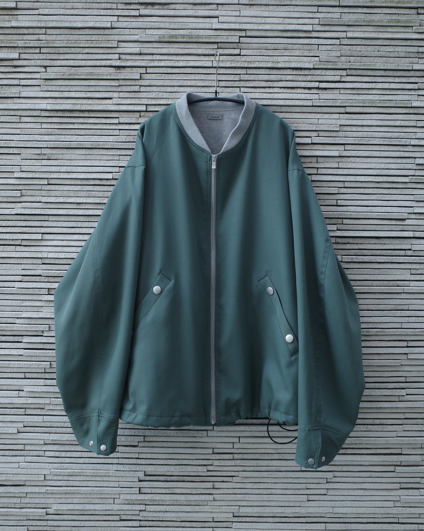 WOOL GABARDINE FLIGHT JACKET - SMOKY GREEN