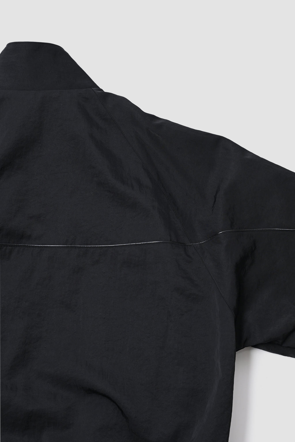 LEATHER PIPED BOMBER JACKET - BLACK