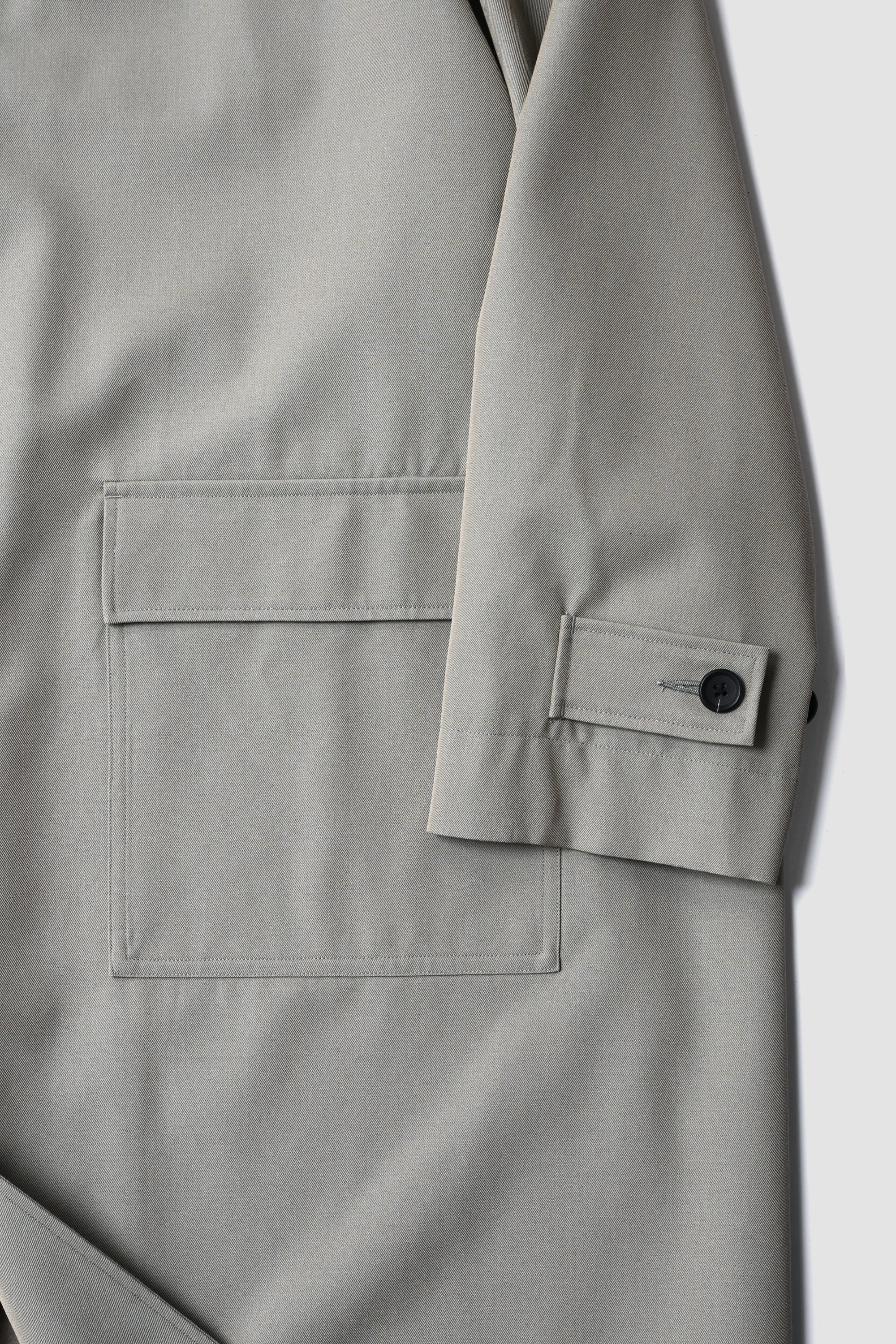 WOOL CHAMBRAY OVERCOAT - OLIVE