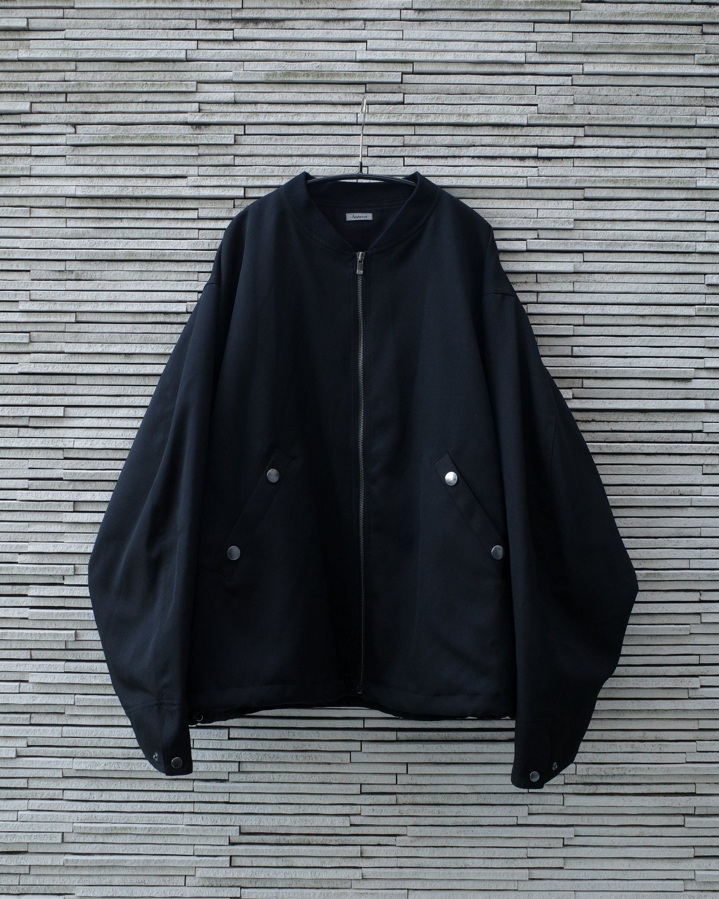 WOOL GABARDINE FLIGHT JACKET - BLACK