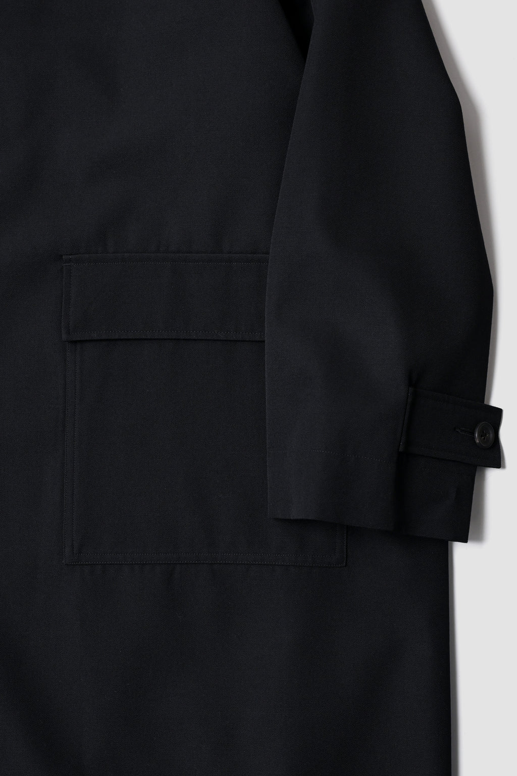 WOOL CHAMBRAY OVERCOAT - BLACK