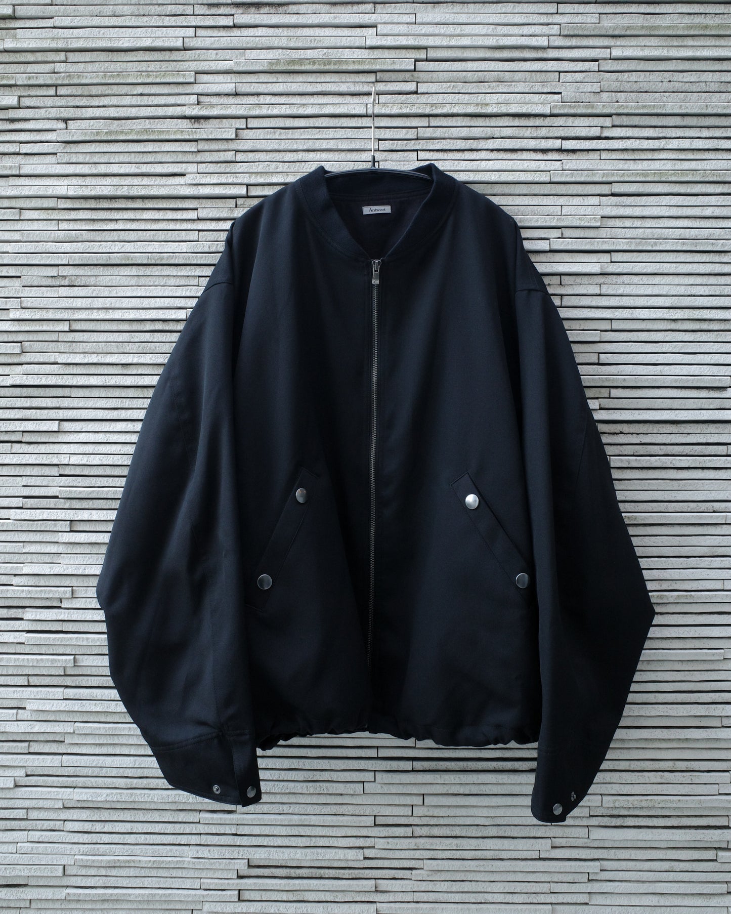 WOOL GABARDINE FLIGHT JACKET - BLACK