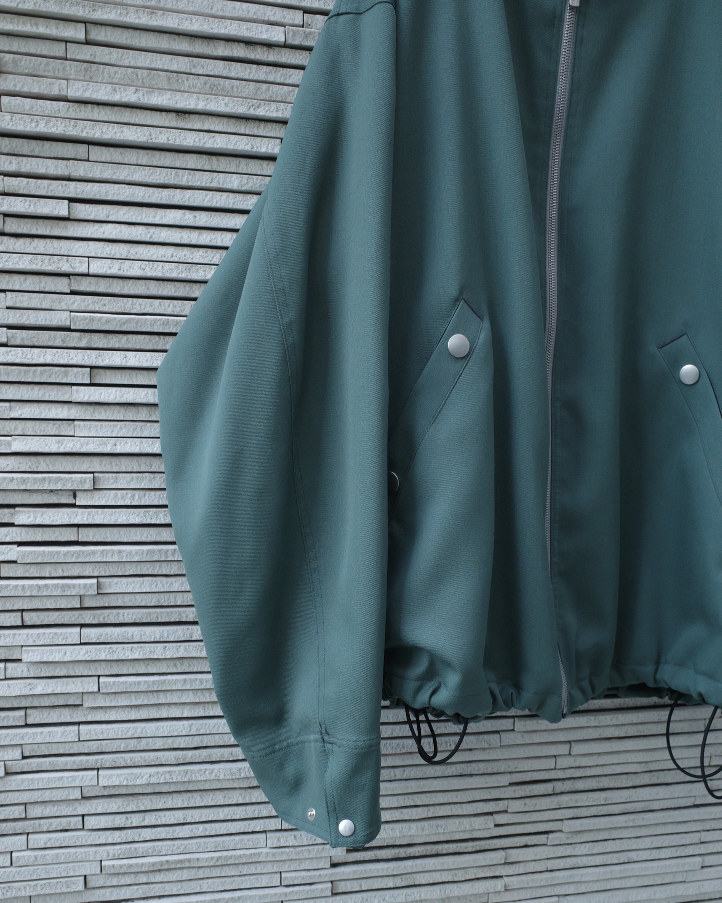 WOOL GABARDINE FLIGHT JACKET - SMOKY GREEN