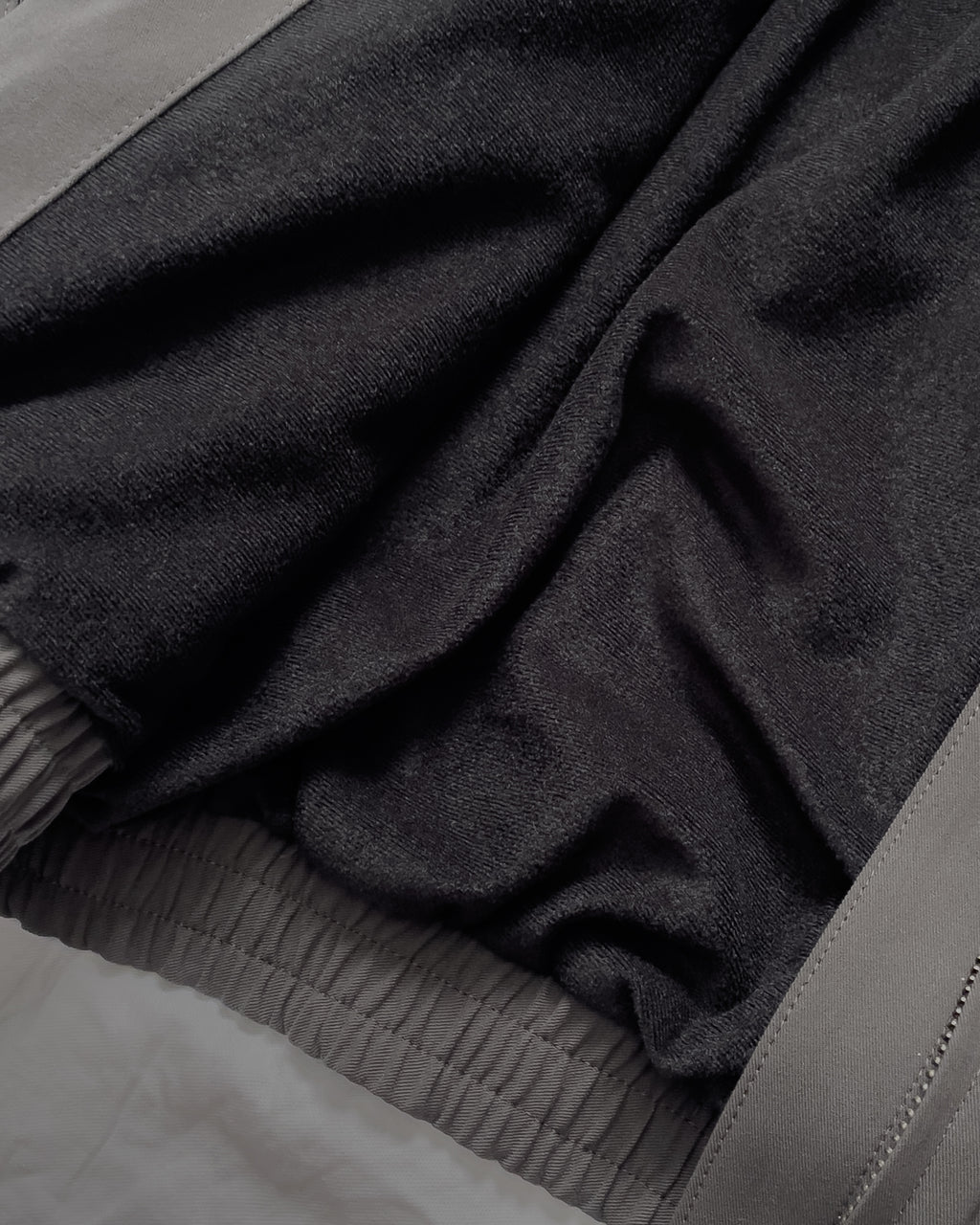 LEATHER PIPED COTTON GABARDINE JACKET-GRAY