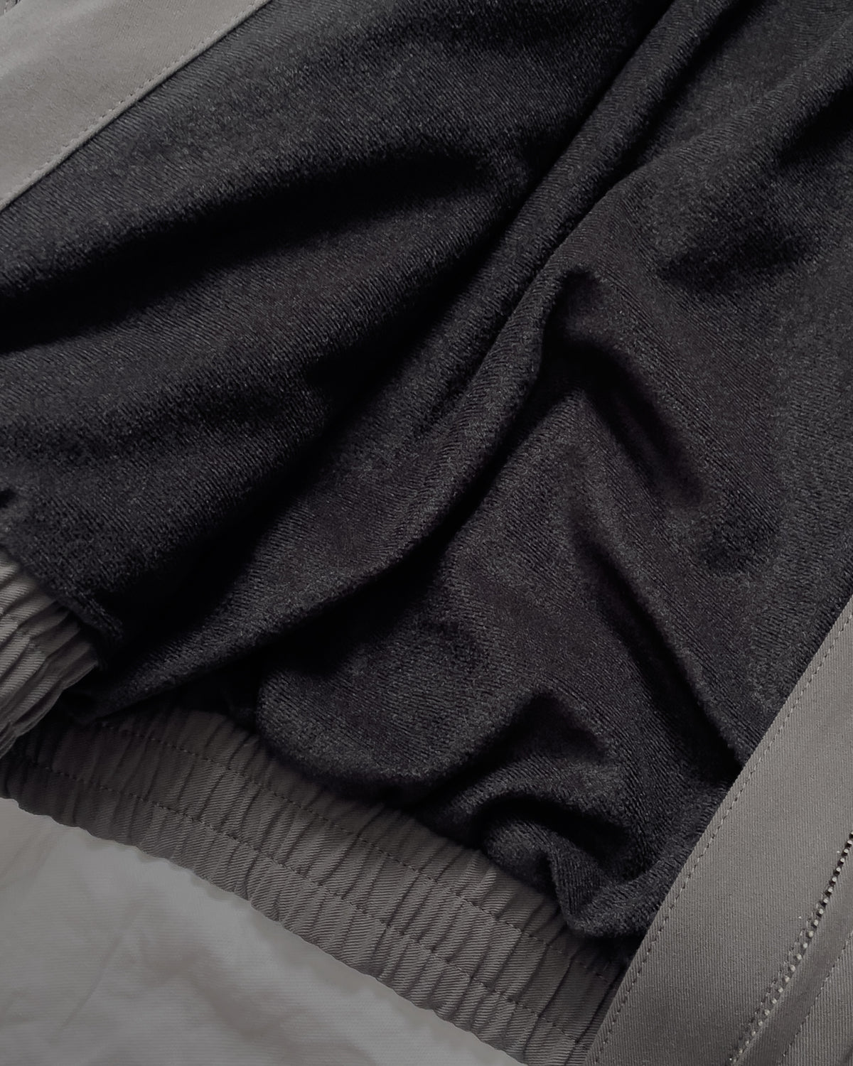 LEATHER PIPED COTTON GABARDINE JACKET-GRAY
