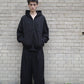 CUT OFF ZIP HOODIE - WASHED BLACK
