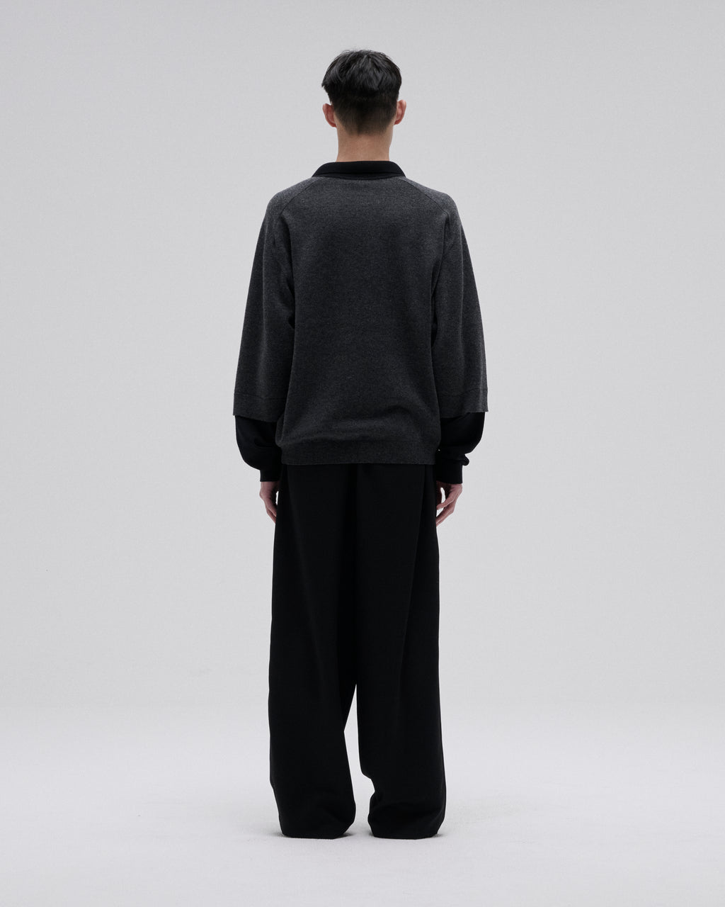 LAYERD SLEEVE KNIT SKIPPER-GRAY