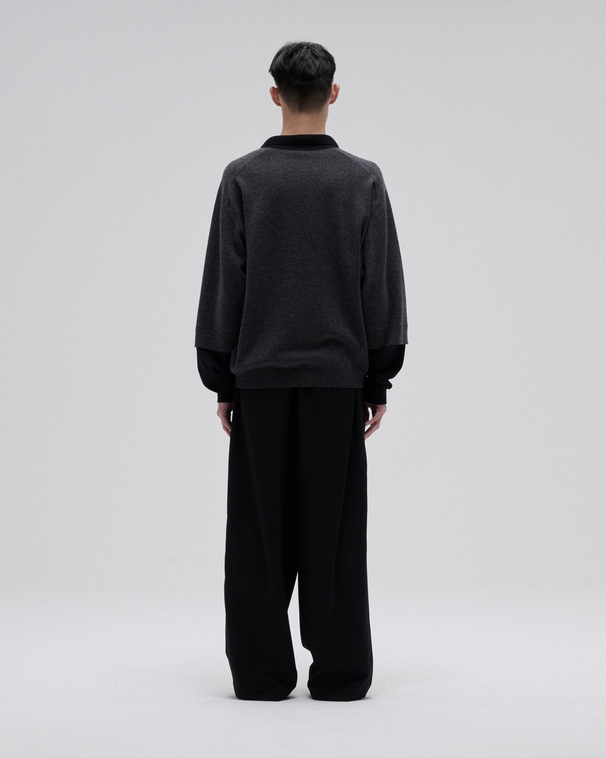 LAYERD SLEEVE KNIT SKIPPER-GRAY