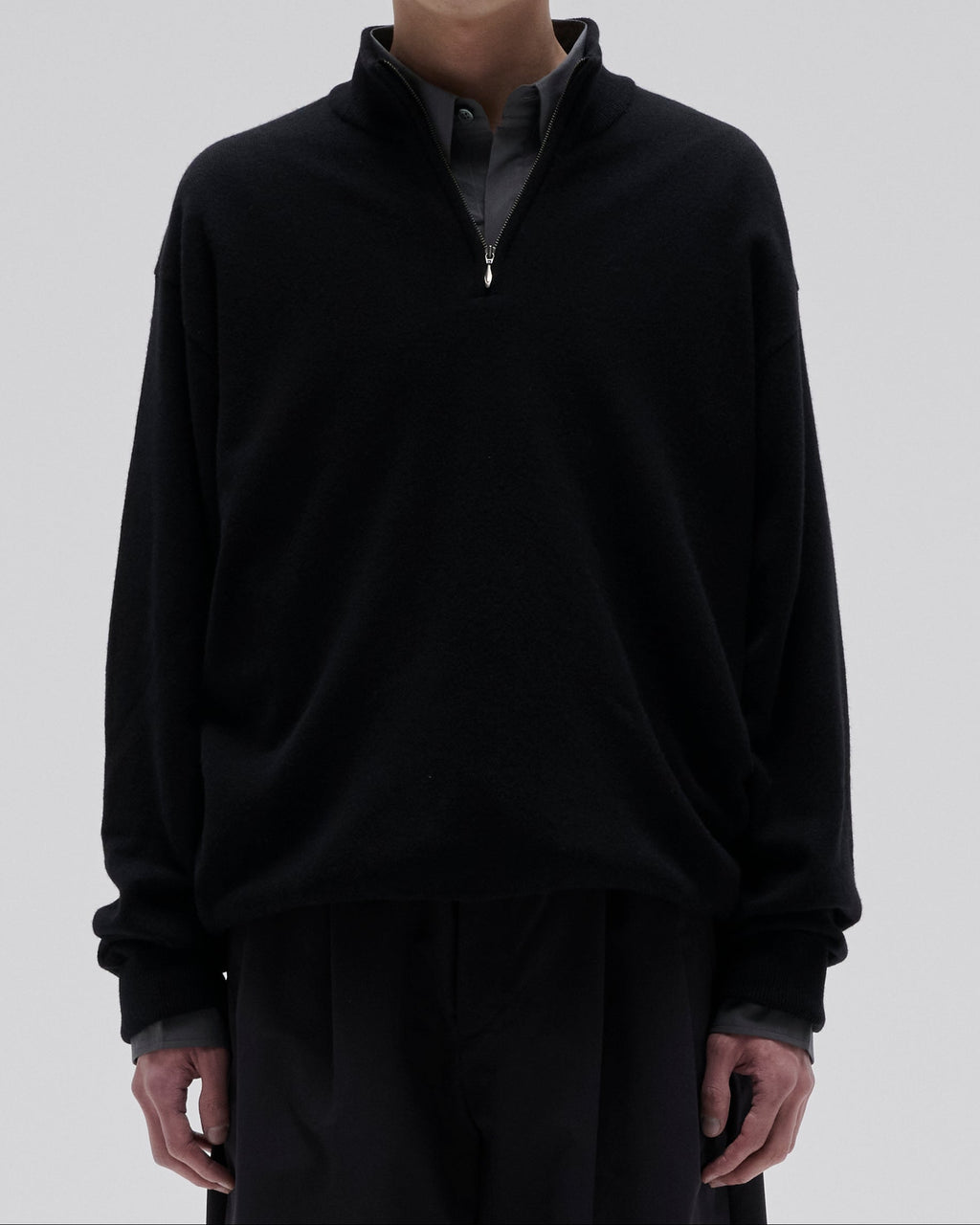 HALF ZIP KNIT-BLACK
