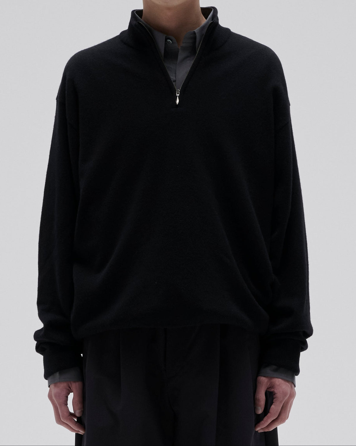 HALF ZIP KNIT-BLACK
