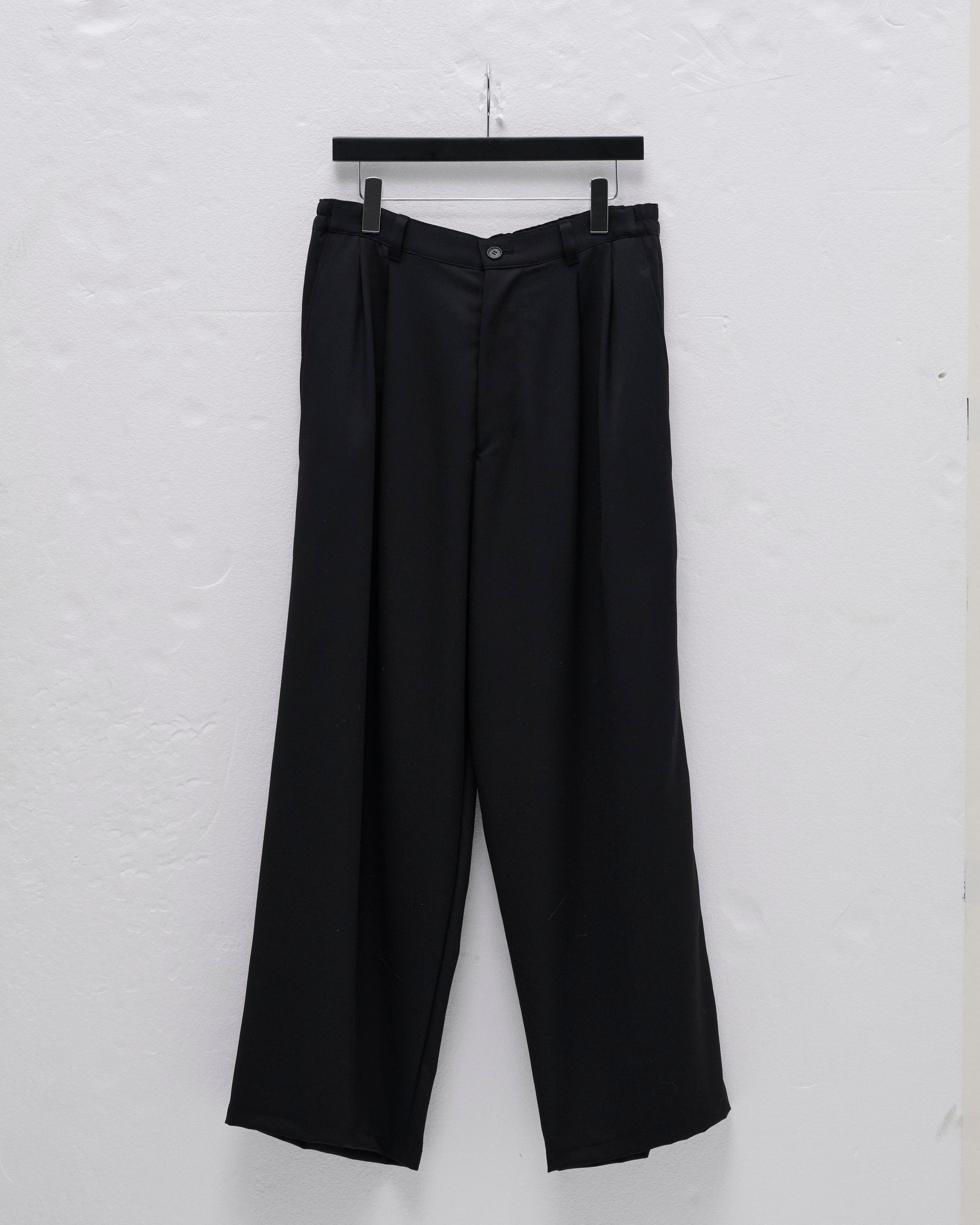 WOOL GABARDINE WIDE EASY TROUSERS