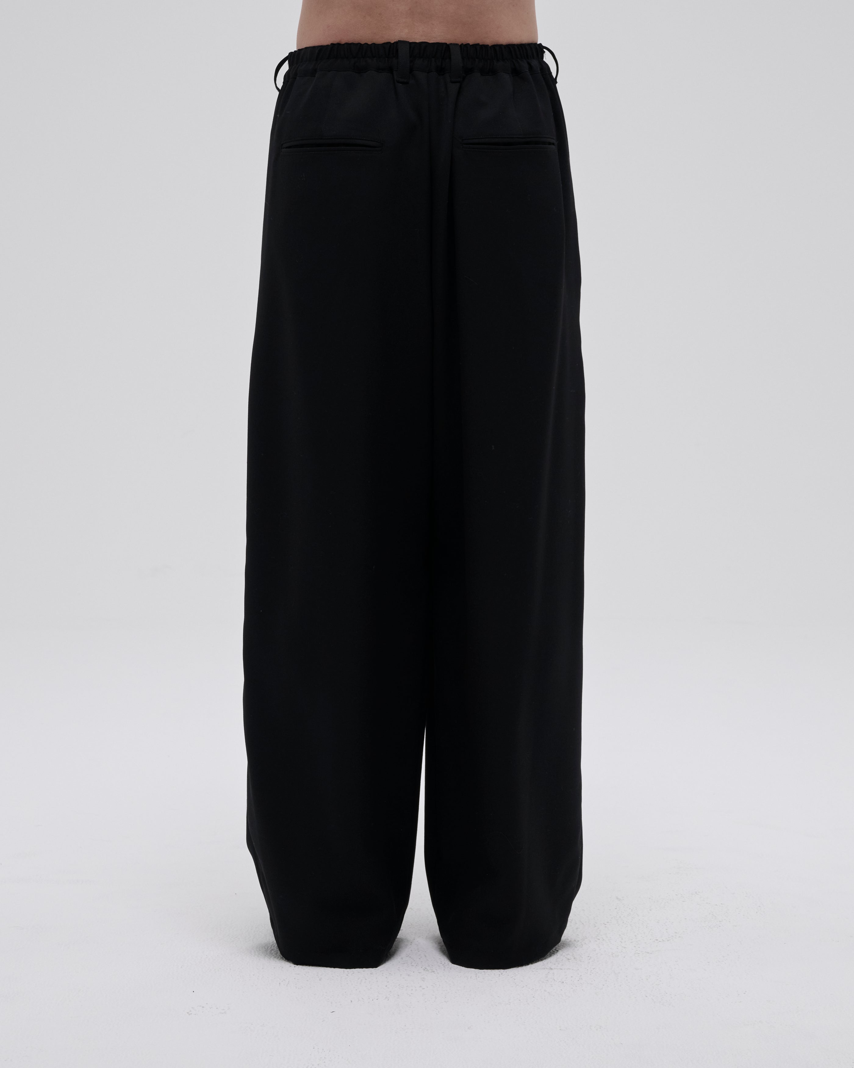 WOOL GABARDINE WIDE EASY TROUSERS