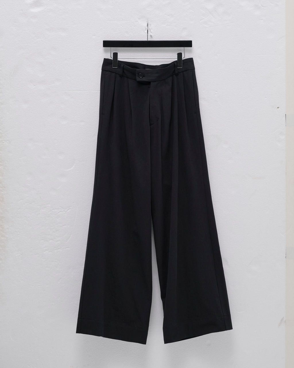 COTTON GABARDINE WIDE PANTS-BLACK