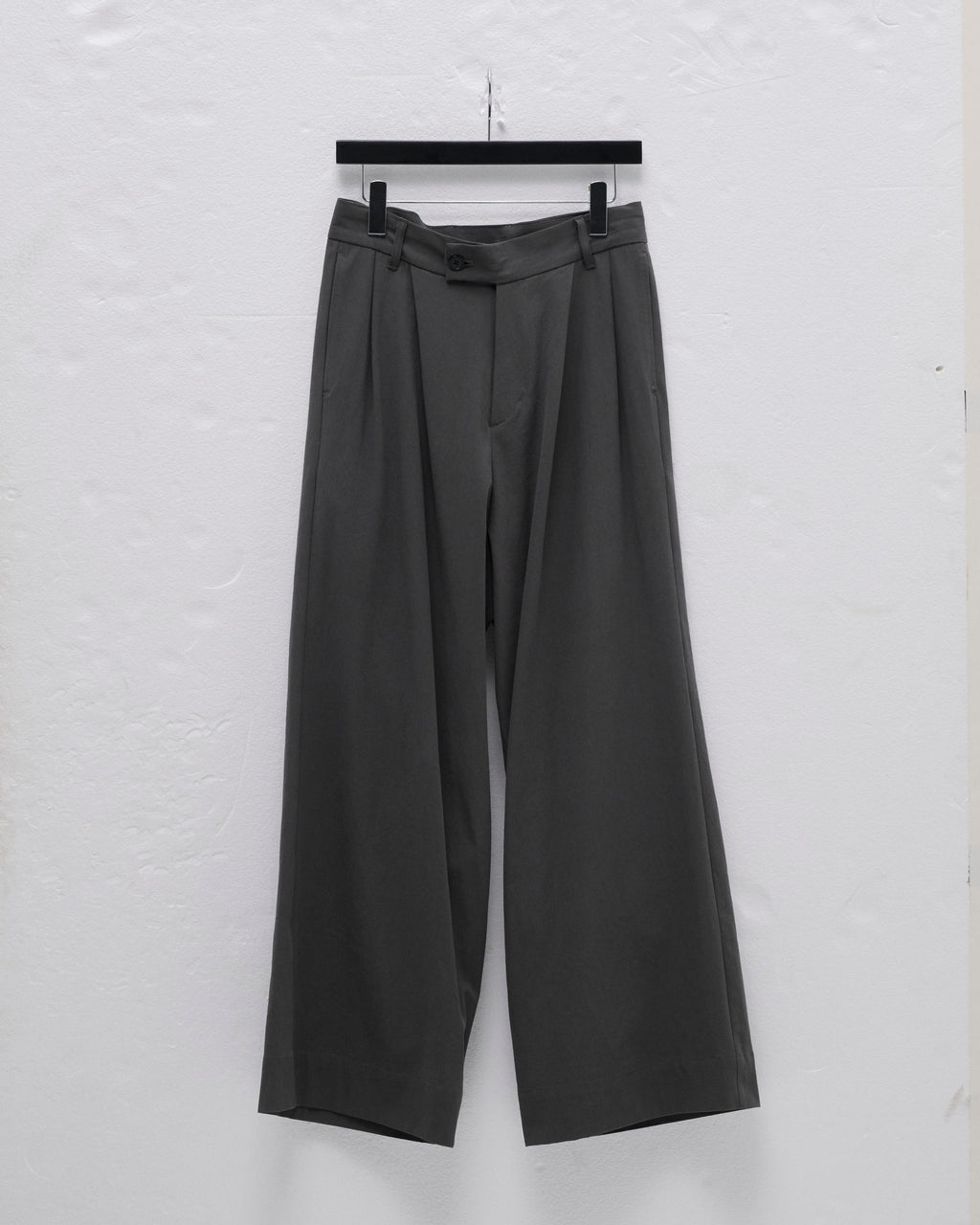 COTTON GABARDINE WIDE PANTS-GRAY