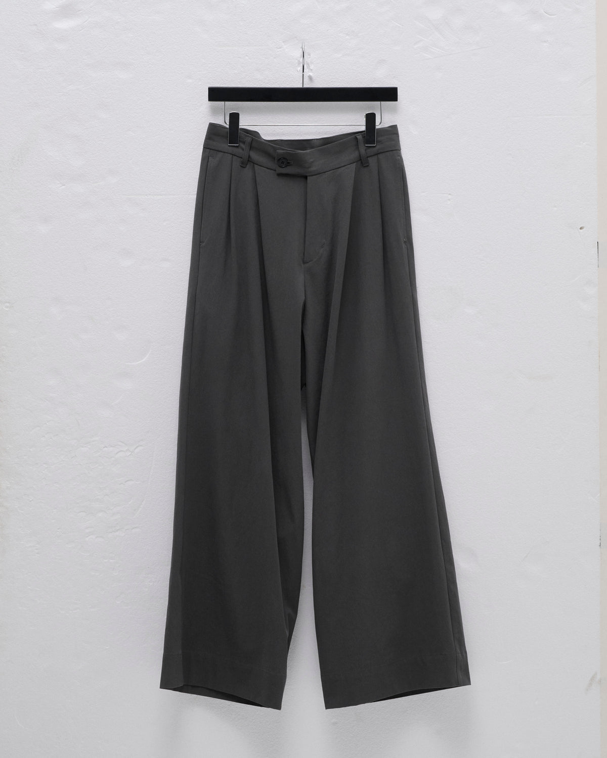COTTON GABARDINE WIDE PANTS-GRAY