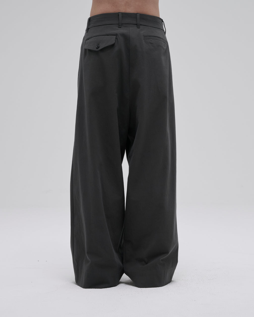 COTTON GABARDINE WIDE PANTS-GRAY