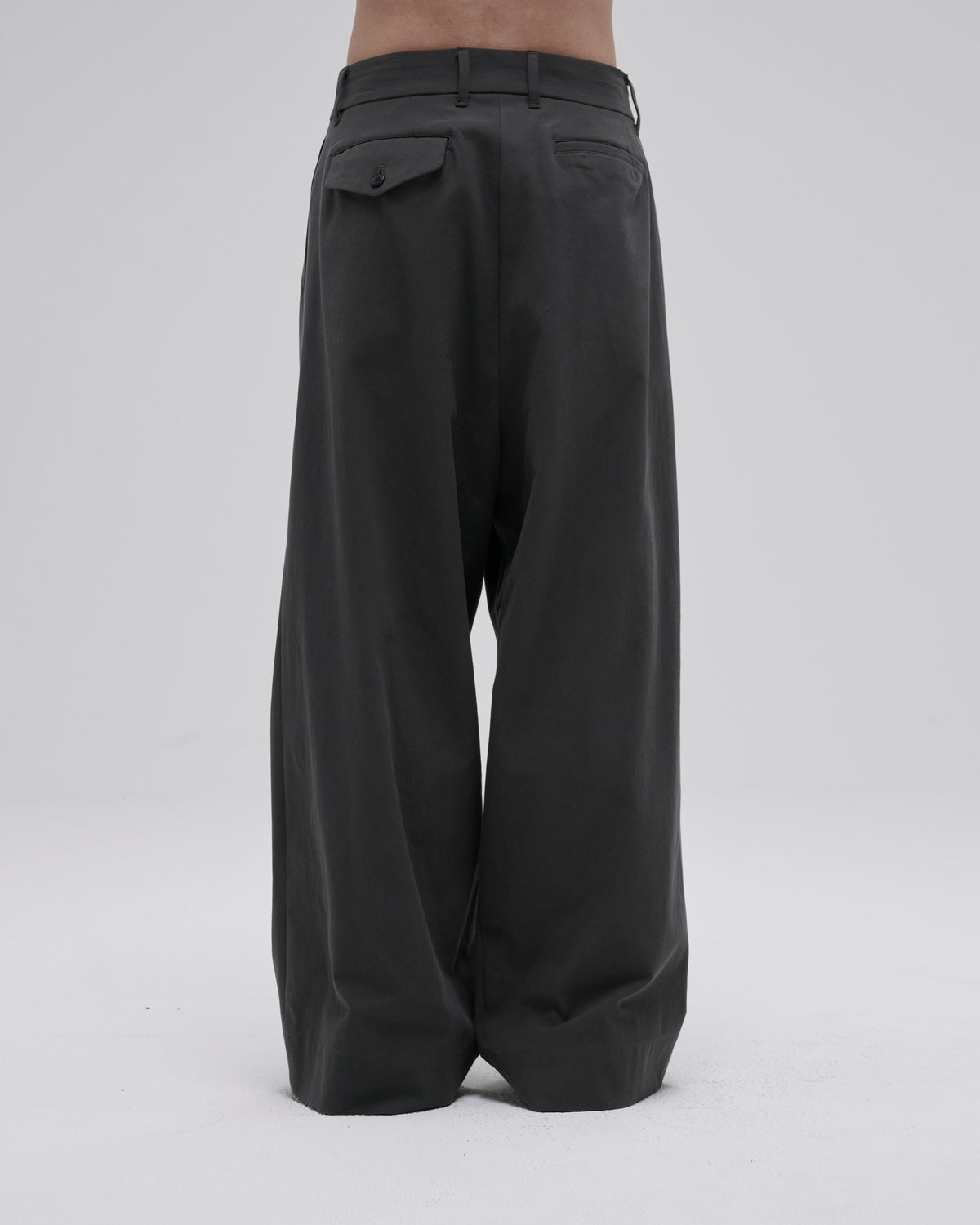 COTTON GABARDINE WIDE PANTS-GRAY