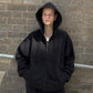 CUT OFF ZIP HOODIE - WASHED BLACK