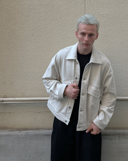SWEAT TRUCKER JACKET - ECRU