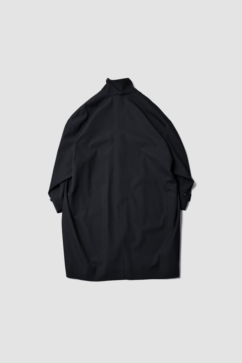 WOOL CHAMBRAY OVERCOAT - BLACK