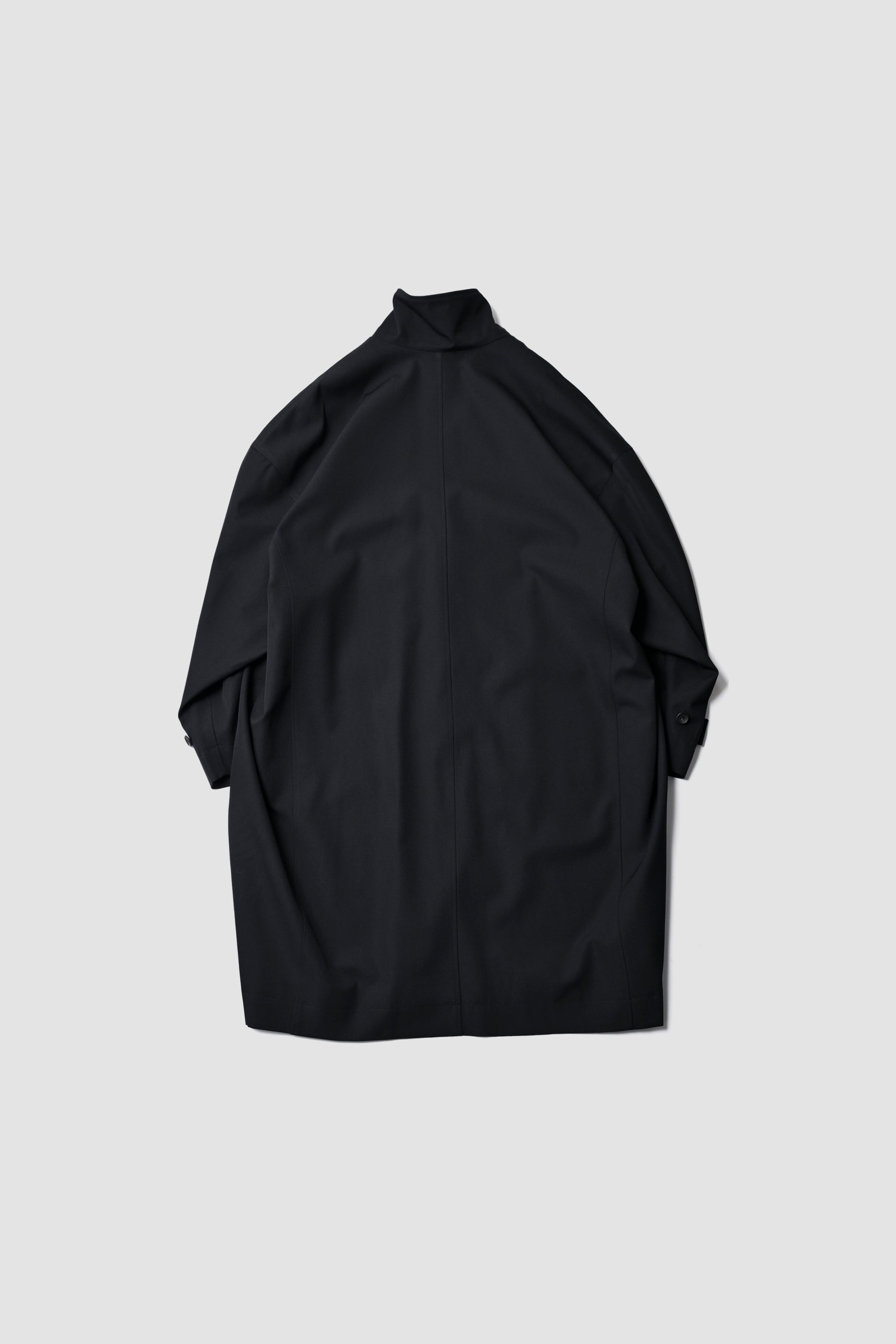 WOOL CHAMBRAY OVERCOAT - BLACK